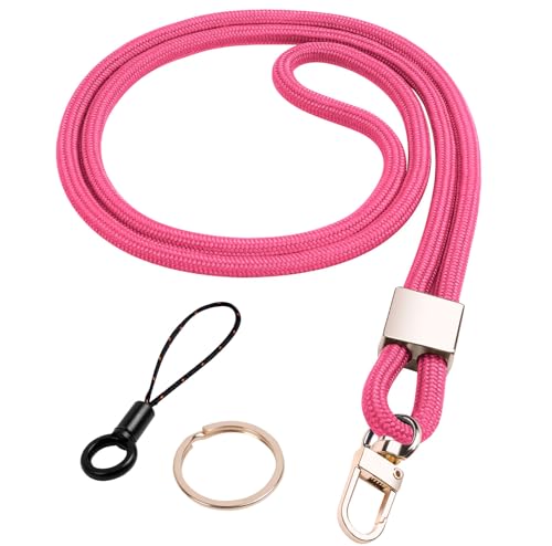 Vicloon Schlüsselband Lang, Nylon Lanyards mit karabiner, Schlüsselbänder Umhängebänder mit Drehbarem Metallclip Abnehmbare Neck Lanyard Langes Handgelenk Paracord(Rosa) von Vicloon