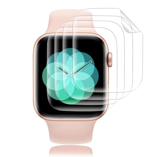 VideoSecu 4 Stück für Panzerglas für Apple Watch 4/5/6/SE 44mm Panzer Schutz Glas Schutzfolie, Fingerabdruck Displayschutzfolie für SE 44mm Schutzglas Folie, TPU Displayschutz für 6 44mm Panzerfolie von VideoSecu