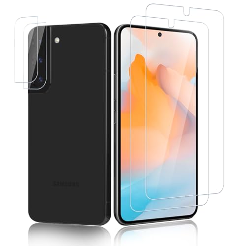 VideoSecu Schutzfolie für Panzerglas für Samsung Galaxy S22 Schutzglas Displayschutzfolie, 2+2 Stück Kamera Panzer Schutz Glas für Samsung S22 Displayschutz Foile, 9H HD Kameraschutz Panzerglasfolie von VideoSecu