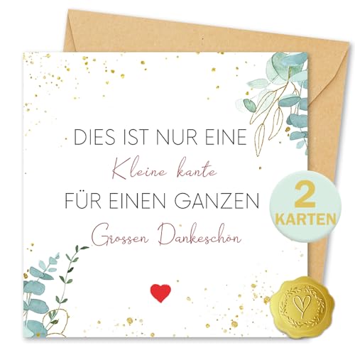 Vielucks 2 x Dankeskarten - Eukalyptus - inkl. Umschlag und Aufkleber, Dankeskarte Kleines Danke Geschenk, Dankeschön Karte für Frauen, Männer, Mädchen, Jungen - Nature Dankeschön Karte von Vielucks