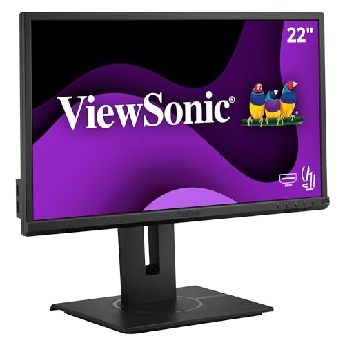 Viewsonic VG2240 54,6 cm (22 Zoll) Büro Monitor (Full-HD, HDMI, DP, USB 3.2 Hub, Höhenverstellbar, Lautsprecher, Eye-Care, 4 Jahre Austauschservice) Schwarz von ViewSonic