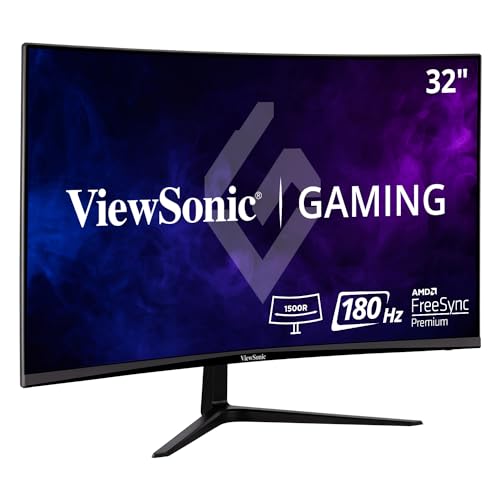 Viewsonic VX3218-PC-MHD 80 cm (32 Zoll) Curved Gaming Monitor (Full-HD, Adaptive Sync, 1 ms, 165 Hz, HDMI, DP, geringer Input Lag, Lautsprecher) Schwarz von ViewSonic