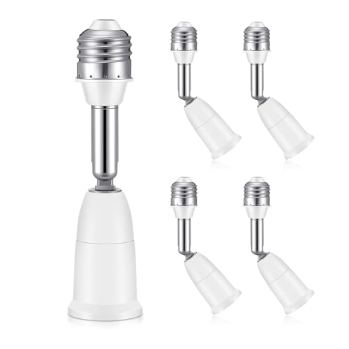 Viitech E27 Lampen Verlängerung, 9.5CM Einstellbarer Extender Verlängerung Adapter E27 auf E27 für Glühbirne LED Halogen und CFL Lampen, 180° Biegbar, 360° Drehbar (5er Pack) von Viitech