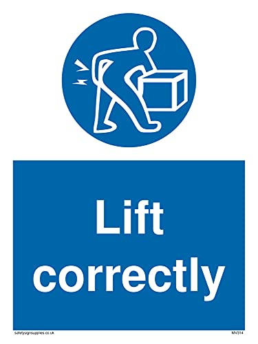 5er-Pack – Lift Correctly Schild – 150 x 200 mm – A5P von Viking Signs