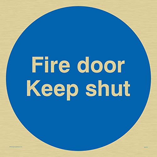 Viking Schilder ma229-s40-g "FIRE DOOR KEEP SHUT" Schild, starr gold Kunststoff, 400 mm H x 400 mm W von Viking Signs