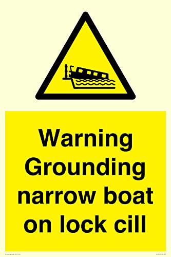 Warnschild mit Aufschrift "Warning Grounding narrow boat on lock cill", 400 x 600 mm, A2P von Viking Signs