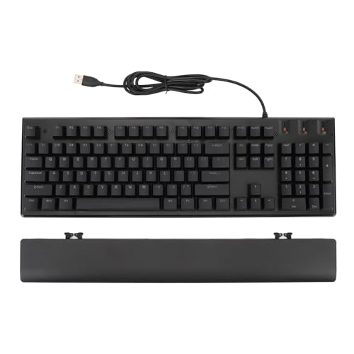 Mechanische RGB-Tastatur, 104 Tasten, Blauer Schalter, USB-kabelgebundene Computertastatur mit Handballenauflage, RGB-Gaming-Tastatur mit Hintergrundbeleuchtung für PC von Vikye