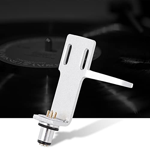 Plattenspieler-Phonograph-Player-Headshell, Plattenspieler-Headshell-Patronen aus Aluminiumlegierung mit 4 Kabeln und 2 Schraubenpaaren (Silber) von Vikye