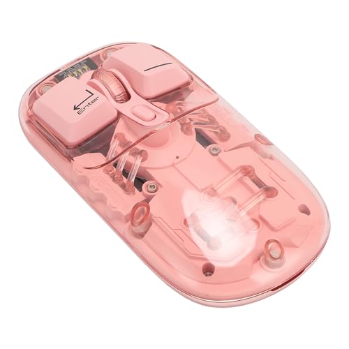 Vikye Kabellose Maus, 2,4 G Dual-Modus, Transparente Maus mit USB-Empfänger, Tragbare Computermäuse für PC, Tablet, Laptop mit RGB-Hintergrundbeleuchtung (PINK) von Vikye