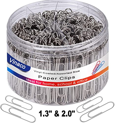 Vinaco Büroklammer Silber, 500 Stück Groß Büroklammern 50mm & Büroklammern 32mm, Langlebig und Rostfrei Paper Clips Idee für Schule, Büro. Metall Büroklammern Klein und Bueroklammern Gross von Vinaco