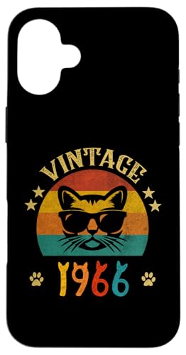 Hülle für iPhone 16 Plus Vintage Lustiges Katzenshirt Geburtstagsgeschenk 1966 Männer Frauen 59 Jahre von Vintage 1966 Shirt Classic Retro 59 Birthday Gift