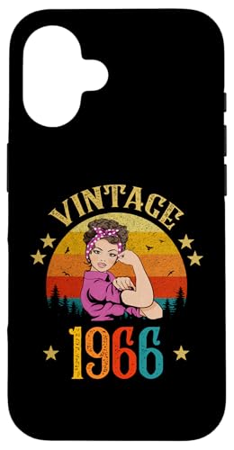 Hülle für iPhone 16 Vintage 1966 Geburtstagsgeschenk für Frauen Lustiges 59 Jahre altes Geschenk von Vintage 1966 Shirt Classic Retro 59 Birthday Gift