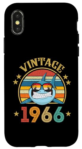 Hülle für iPhone X/XS Vintage Hai Geschenk 59 Jahre alt für Männer Retro Vintage 1966 von Vintage 1966 Shirt Classic Retro 59 Birthday Gift