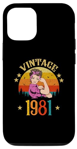 Hülle für iPhone 12/12 Pro Vintage 1981 Geburtstagsgeschenk für Frauen Lustiges 44 Jahre altes Geschenk von Vintage 1981 Shirt Classic Retro 44 Birthday Gift