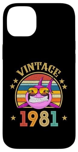 Hülle für iPhone 14 Plus Vintage Hai Geschenk 44 Jahre alt für Frauen Retro Vintage 1981 von Vintage 1981 Shirt Classic Retro 44 Birthday Gift