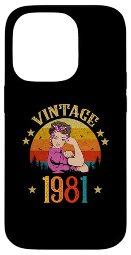 Hülle für iPhone 14 Pro Vintage 1981 Geburtstagsgeschenk für Frauen Lustiges 44 Jahre altes Geschenk von Vintage 1981 Shirt Classic Retro 44 Birthday Gift