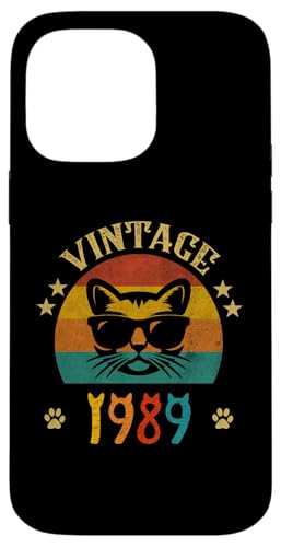 Hülle für iPhone 14 Pro Max Vintage Lustiges Katzenhemd Geburtstagsgeschenk 1989 Männer Frauen 36 Jahre von Vintage 1989 Shirt Classic Retro 36 Birthday Gift