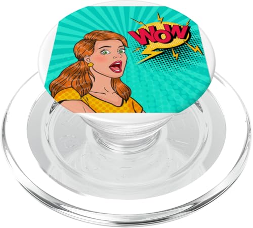 Pop Art "Wow" Damen Cooles Bild Modern Art Pop Art Outfit PopSockets PopGrip für MagSafe von Vintage Blueprint Cooler Graphic Birthday Gift Top