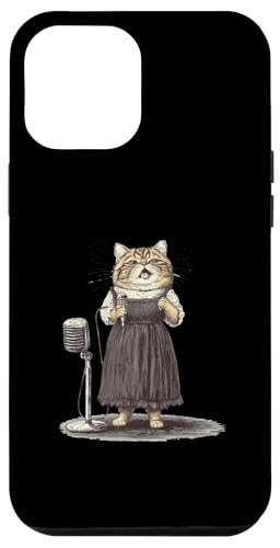 Dressed Kitty singendes Mikrofon Kunst Hülle für iPhone 12 Pro Max von Vintage Cat Singing Microphone Retro Style