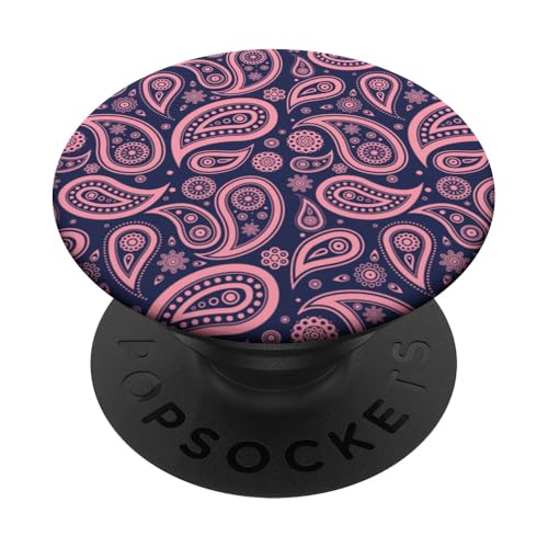 Bandana mit Paisleymuster, Blumenmuster, Marineblau / Rosa PopSockets Klebender PopGrip von Vintage Classic Paisley Bandana Pattern