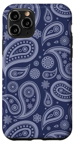 Hülle für iPhone 11 Pro Bandana mit Paisleymuster, Boho-Stil, Blumenmuster, Marineblau von Vintage Classic Paisley Bandana Pattern