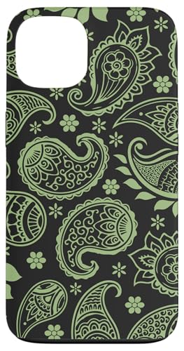 Hülle für iPhone 13 Grünes Paisley Boho Bandana Floral Aesthetic Groovy Black von Vintage Classic Paisley Bandana Pattern