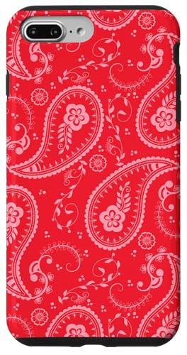 Hülle für iPhone 7 Plus/8 Plus Bandana im Boho-Stil, Vintage-Stil, Blumenmuster, Rot von Vintage Classic Paisley Bandana Pattern