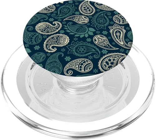 Paisley Boho Bandana Floral Aesthetic Groovy Navy Teal PopSockets PopGrip für MagSafe von Vintage Classic Paisley Bandana Pattern