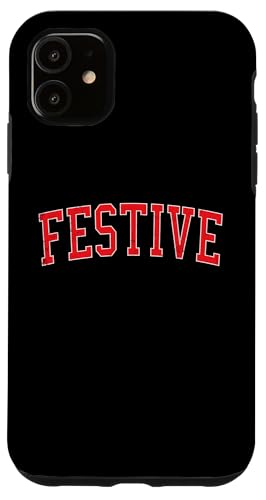 Hülle für iPhone 11 Festliche Vintage-Weihnachtsdekoration, Rot von Vintage Distressed Varsity Christmas Apparel