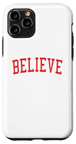 Hülle für iPhone 11 Pro Believe Vintage-Weihnachtsfest im Vintage-Look, Rot von Vintage Distressed Varsity Christmas Apparel