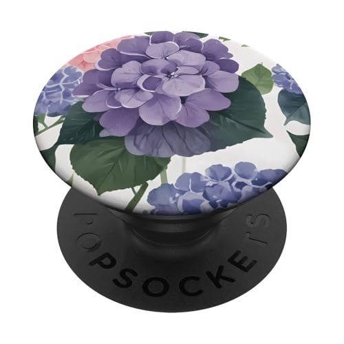 Hortensien in Vintage-Aquarell: Shabby Chic Blumenmuster PopSockets mit austauschbarem PopGrip von Vintage Floral Hydrangeas Cool Designs