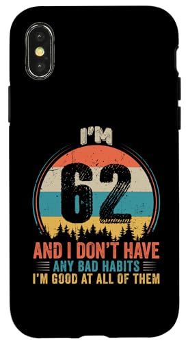 Hülle für iPhone X/XS Vintage Funny Humor 62 Years Old Birthday Legends Men Women von Vintage Funny Humor Retro Birthday Legend Gifts