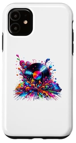 Hülle für iPhone 11 Splash Art Vinylscheibe Plattenspieler Musik von Vintage Music Vinyl Record Lover Gifts