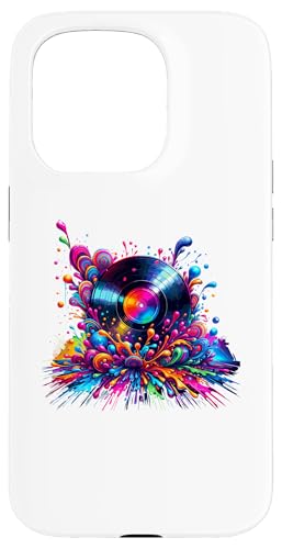 Hülle für iPhone 15 Pro Splash Art Vinylscheibe Plattenspieler Musik von Vintage Music Vinyl Record Lover Gifts