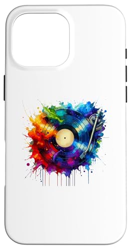 Hülle für iPhone 16 Pro Max Splash Art Vinylscheibe Plattenspieler Musik von Vintage Music Vinyl Record Lover Gifts