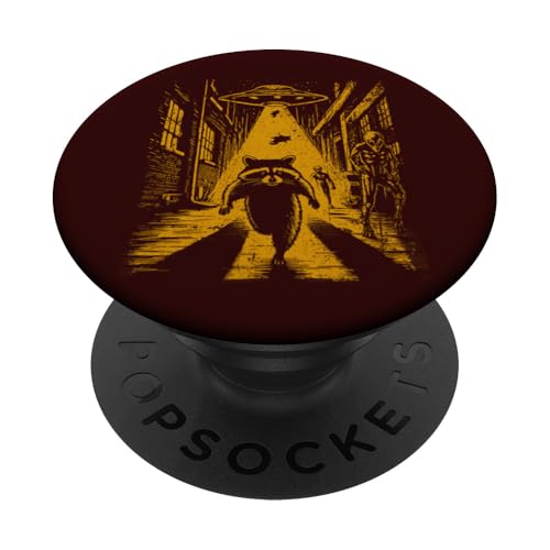 Waschbär UFO Alien Entführung Humorvoll Außerirdisch PopSockets mit austauschbarem PopGrip von Vintage Style Raccoon UFO Abduction Tees