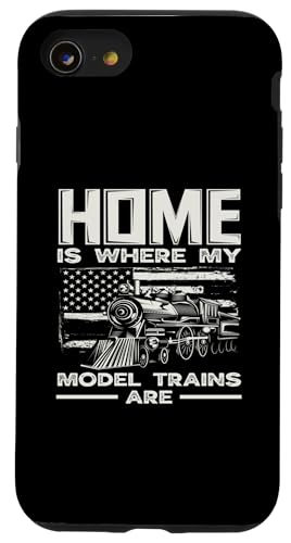 Hülle für iPhone SE (2020) / 7 / 8 Home Is Where My Model Trains Are Lokomotive Zugliebhaber von Vintage Trainspotting Zug Fans Lokführer Geschenke