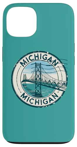 Hülle für iPhone 13 Amerikanische Vintage-Briefmarken US-Bundesstaat Michigan von Vintage USA State Graphic Retro American Tees