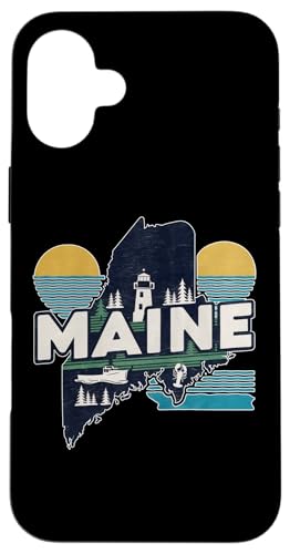 Hülle für iPhone 16 Plus Amerikanische Vintage-Grafik im amerikanischen Stil, US-Bundesstaat Maine von Vintage USA State Graphic Retro American Tees