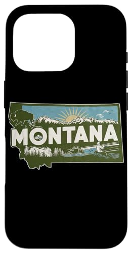 Hülle für iPhone 16 Pro Amerikanische Vintage-Grafik im amerikanischen Stil, US-Bundesstaat Montana von Vintage USA State Graphic Retro American Tees