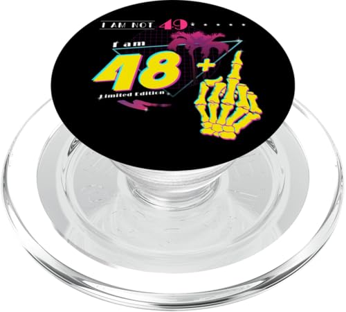 I'm Not 49, I'm 48 + Middle Finger - Awesome & Vintage 1976 PopSockets PopGrip für MagSafe von Vintage and Awesome 80's Birthday Bash Vibes Store