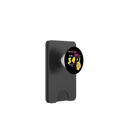 Not 35, Just 34 + Flip Off - Retro Style 1990 PopSockets PopWallet für MagSafe von Vintage and Awesome 80's Birthday Bash Vibes Store