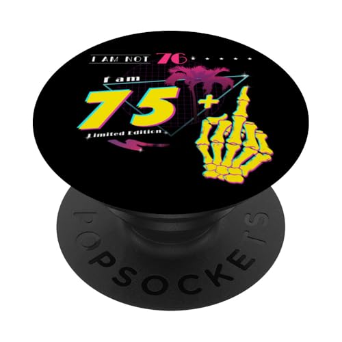 Not 76, Just 75 + Flip Off – Retro Vibes 1949 PopSockets Klebender PopGrip von Vintage and Awesome 80's Birthday Bash Vibes Store