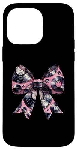 Coquette Bow Vinyl Schallplatten Plattenspieler Muster Vinyl Sammler Hülle für iPhone 14 Pro Max von Vinyl Record Coquette Aesthetic Women Gifts