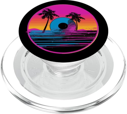 Vintage Vinyl Record Player Plattenspieler Schallplatte PopSockets PopGrip für MagSafe von Vinyl Vaporwave Schallplatte Synthwave Retro Music