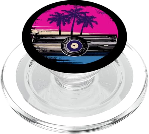 Vintage Vinyl Record Player Plattenspieler Schallplatte PopSockets PopGrip für MagSafe von Vinyl Vaporwave Schallplatte Synthwave Retro Music