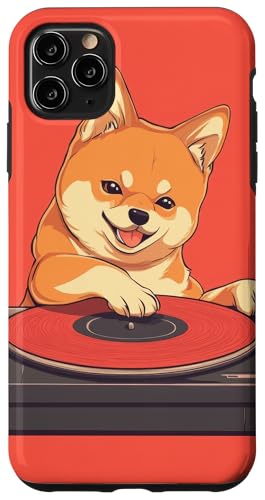 Hülle für iPhone 11 Pro Max Niedlicher Shiba Inu DJ Vinyl Hund Shiba Inu Musikliebhaber von Vinyl records Cute animals Pet Animal lover Retro