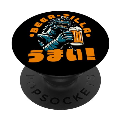 Anime Kaiju Japanisches Monsterbier Zilla Oishii Umai Zilla PopSockets mit austauschbarem PopGrip von Visit the Japan Zilla Store