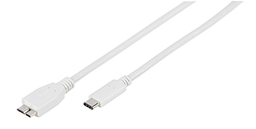 Vivanco Adapter-Kabel (1m, hohe Übertragungsrate/Ladestrom, USB Typ C Stecker auf USB 3.0 Micro B Stecker) weiß von Vivanco
