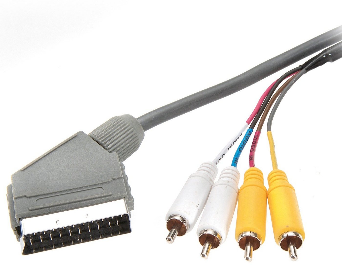 Vivanco Adapter-Kabel Scart-Stecker auf 4x Cinch-Stecker Audio-Kabel, Scart,Cinch, Scart-Umstecker zu 4x Cinch-Stecker (Audio/Video) IN + OUT von Vivanco